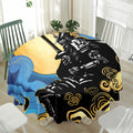 Blue Sky And Golden Sun Samurai Print Waterproof Round Tablecloth