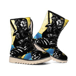 Blue Sky And Golden Sun Samurai Print Winter Boots