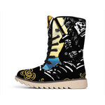 Blue Sky And Golden Sun Samurai Print Winter Boots