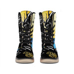 Blue Sky And Golden Sun Samurai Print Winter Boots