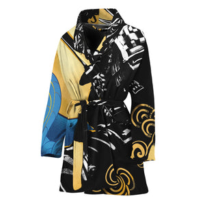 Blue Sky And Golden Sun Samurai Print Women's Bathrobe