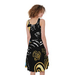 Blue Sky And Golden Sun Samurai Print Women's Sleeveless Dress