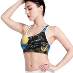 Blue Sky And Golden Sun Samurai Print Women's Sports Bra