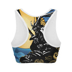 Blue Sky And Golden Sun Samurai Print Women's Sports Bra