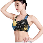 Blue Sky And Golden Sun Samurai Print Women's Sports Bra