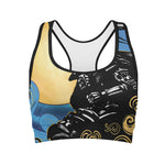 Blue Sky And Golden Sun Samurai Print Women's Sports Bra