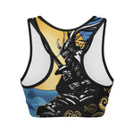 Blue Sky And Golden Sun Samurai Print Women's Sports Bra