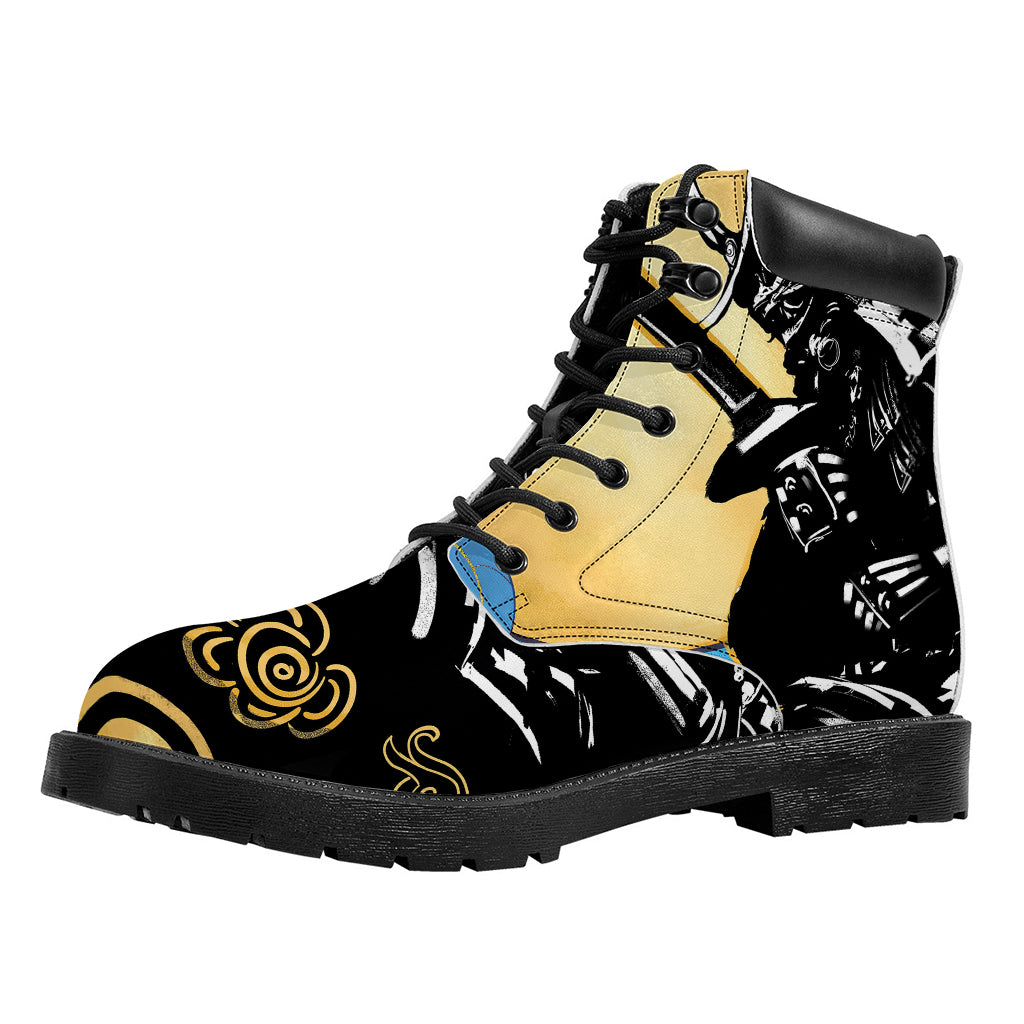 Blue Sky And Golden Sun Samurai Print Work Boots