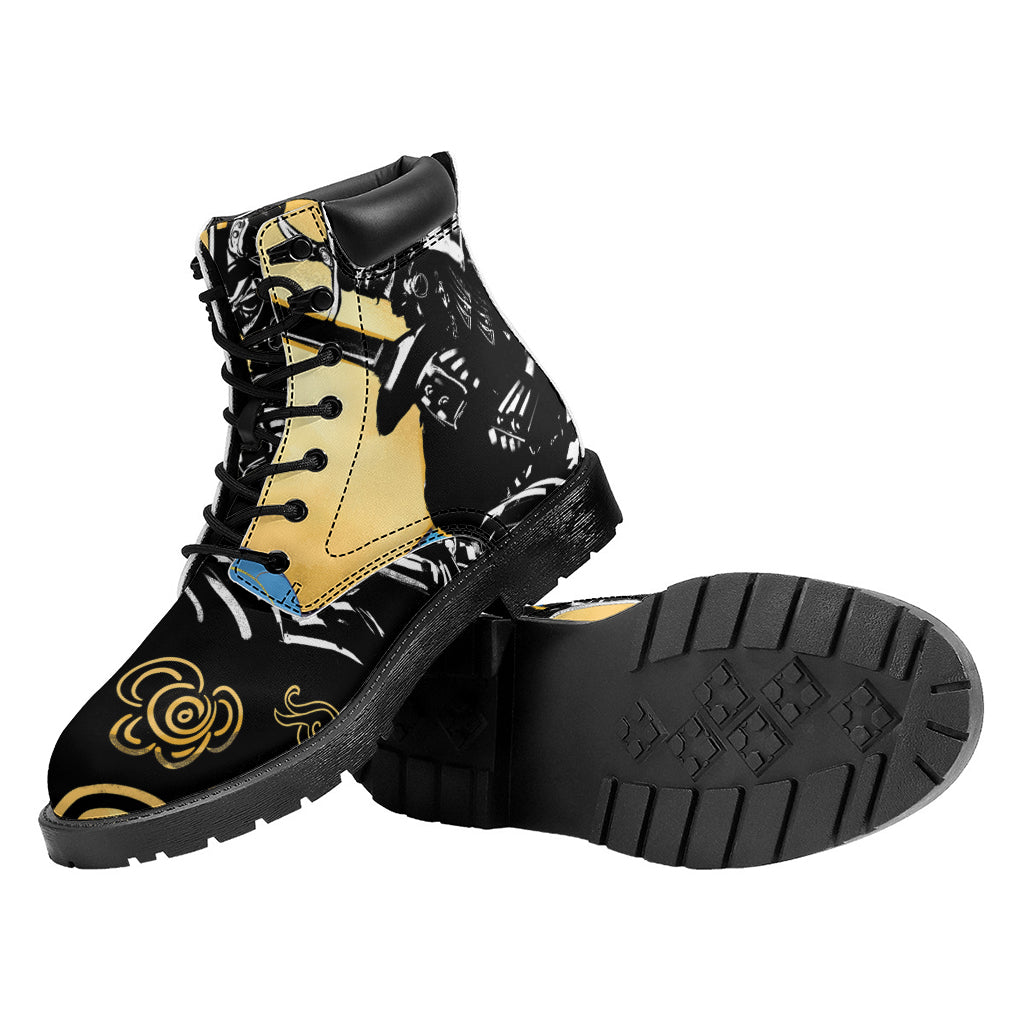 Blue Sky And Golden Sun Samurai Print Work Boots