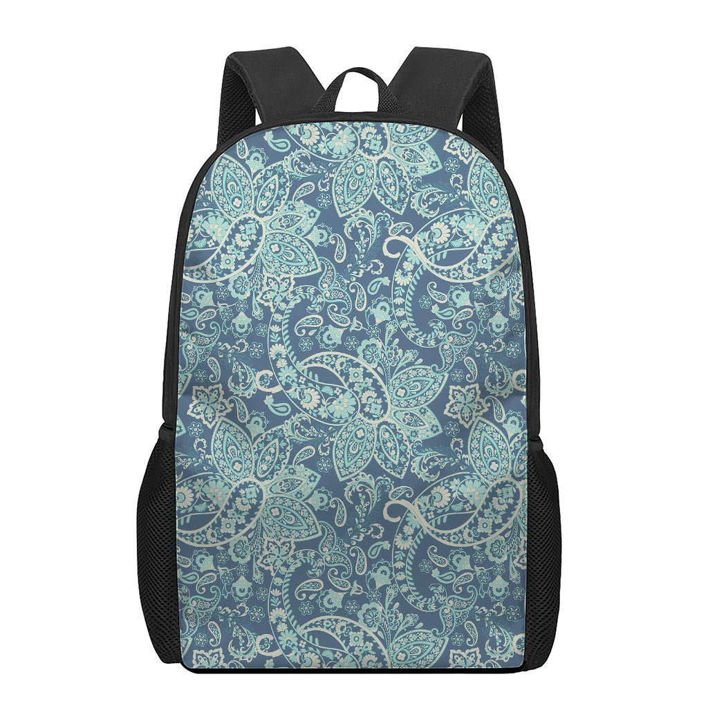 Blue Sky Paisley Bohemian Pattern Print 17 Inch Backpack