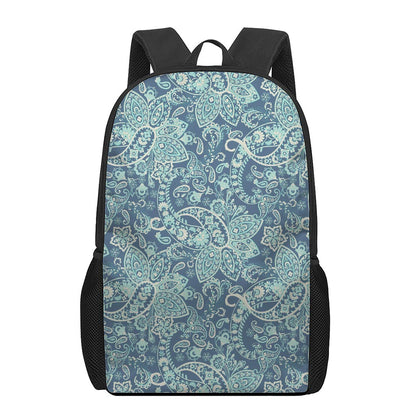 Blue Sky Paisley Bohemian Pattern Print 17 Inch Backpack