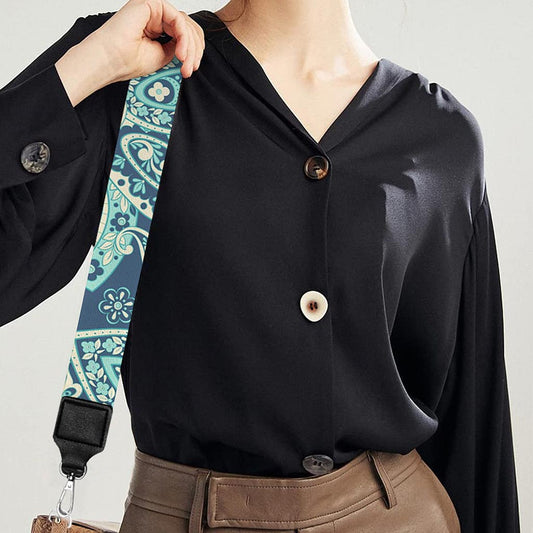 Blue Sky Paisley Bohemian Pattern Print Bag Strap