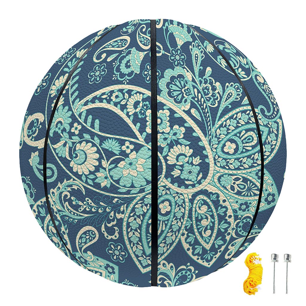 Blue Sky Paisley Bohemian Pattern Print Basketball