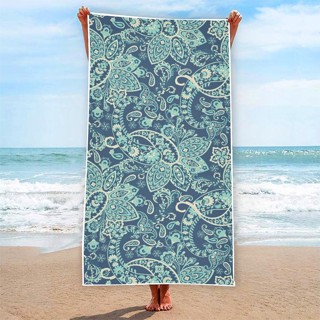 Blue Sky Paisley Bohemian Pattern Print Beach Towel