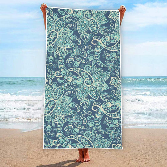 Blue Sky Paisley Bohemian Pattern Print Beach Towel