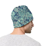 Blue Sky Paisley Bohemian Pattern Print Beanie