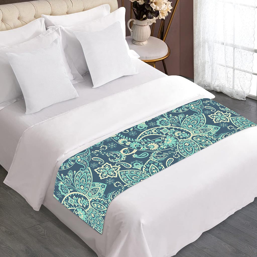 Blue Sky Paisley Bohemian Pattern Print Bed Runner