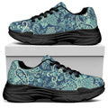 Blue Sky Paisley Bohemian Pattern Print Black Chunky Shoes