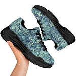 Blue Sky Paisley Bohemian Pattern Print Black Chunky Shoes