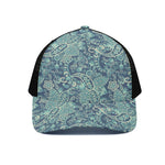Blue Sky Paisley Bohemian Pattern Print Black Mesh Trucker Cap