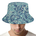 Blue Sky Paisley Bohemian Pattern Print Bucket Hat