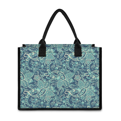 Blue Sky Paisley Bohemian Pattern Print Canvas Tote Bag