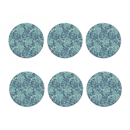 Blue Sky Paisley Bohemian Pattern Print Coaster Set
