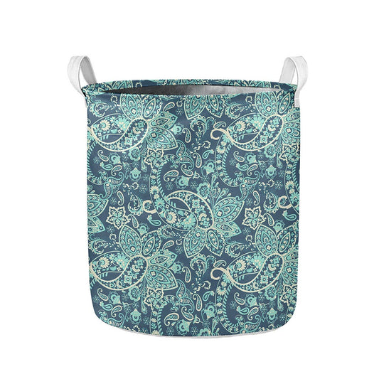 Blue Sky Paisley Bohemian Pattern Print Collapsible Laundry Basket