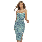 Blue Sky Paisley Bohemian Pattern Print Cross Back Cami Dress