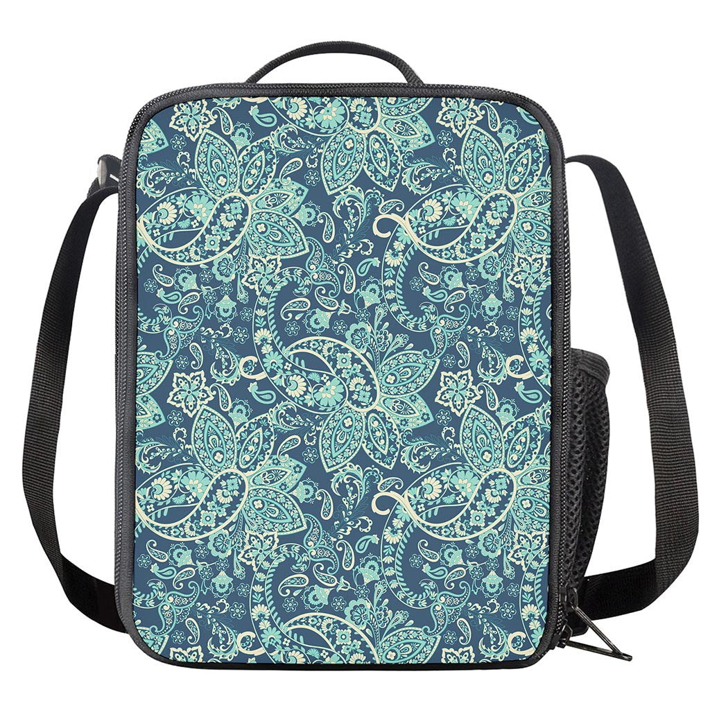 Blue Sky Paisley Bohemian Pattern Print Crossbody Lunch Bag