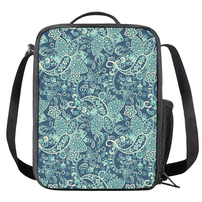 Blue Sky Paisley Bohemian Pattern Print Crossbody Lunch Bag