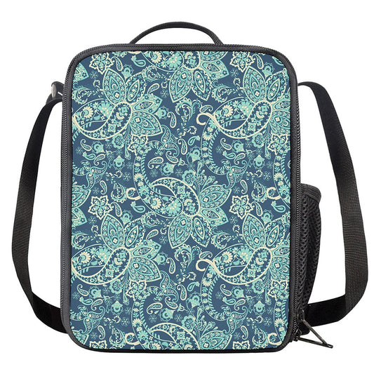 Blue Sky Paisley Bohemian Pattern Print Crossbody Lunch Bag