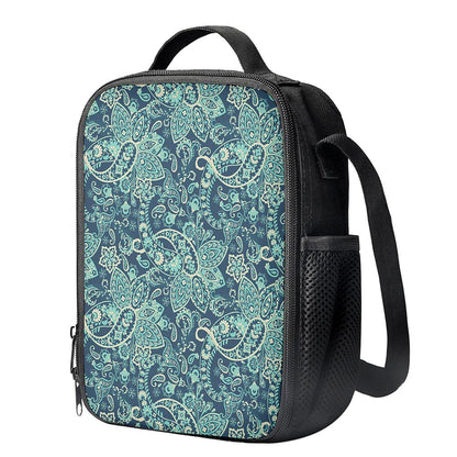 Blue Sky Paisley Bohemian Pattern Print Crossbody Lunch Bag