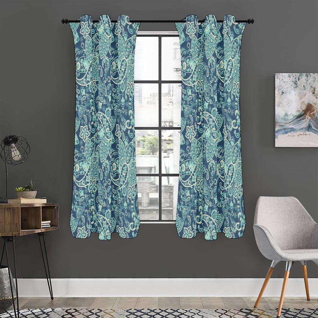 Blue Sky Paisley Bohemian Pattern Print Curtain