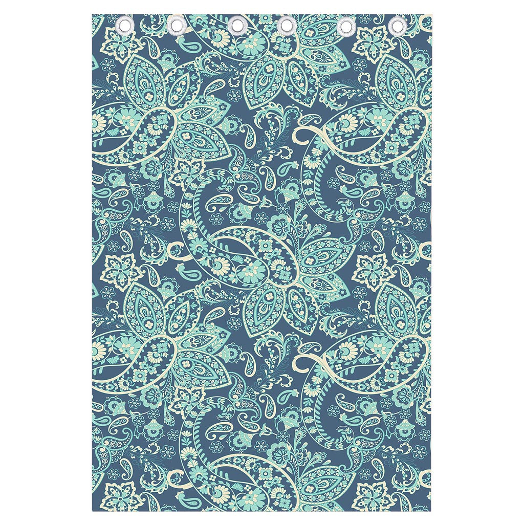 Blue Sky Paisley Bohemian Pattern Print Curtain