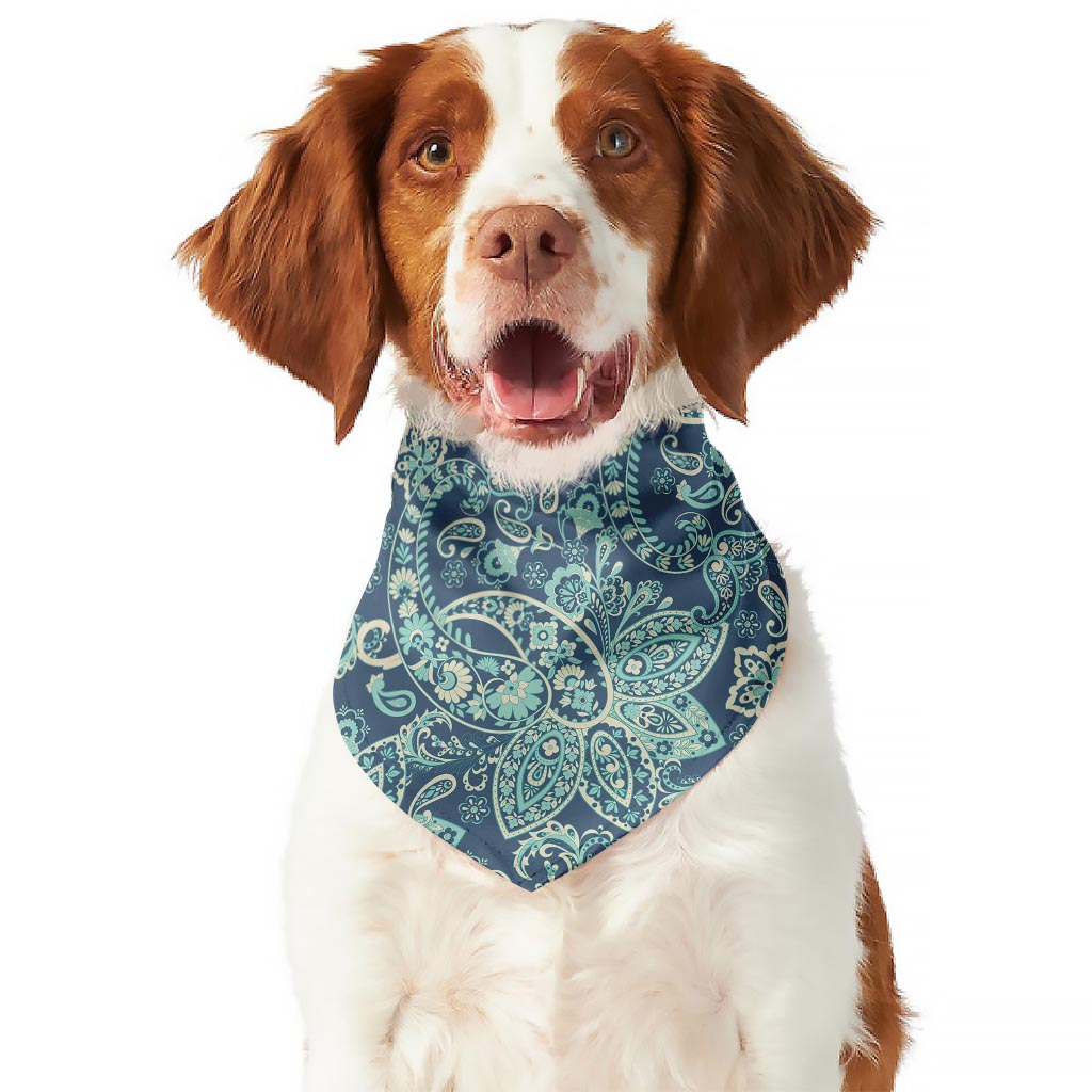 Blue Sky Paisley Bohemian Pattern Print Dog Bandana