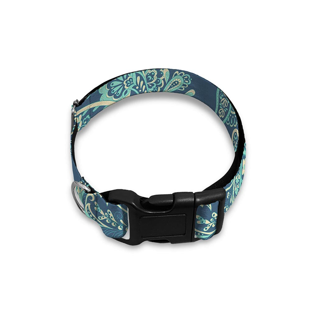 Blue Sky Paisley Bohemian Pattern Print Dog Collar