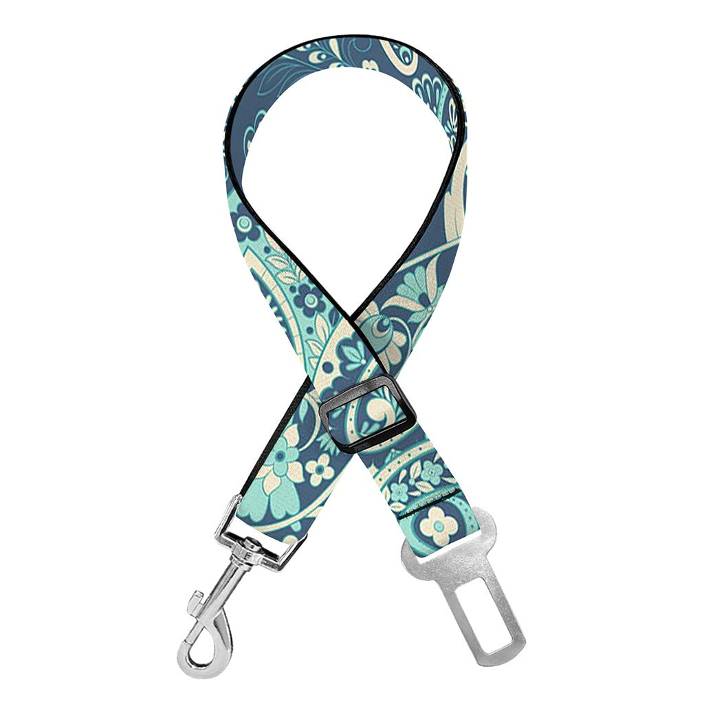 Blue Sky Paisley Bohemian Pattern Print Dog Seat Belt