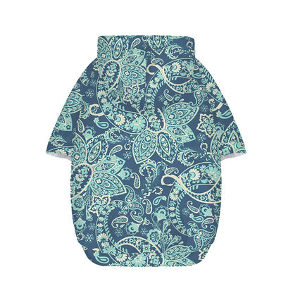 Blue Sky Paisley Bohemian Pattern Print Dog Zip Up Hoodie