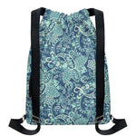 Blue Sky Paisley Bohemian Pattern Print Drawstring Backpack