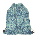 Blue Sky Paisley Bohemian Pattern Print Drawstring Bag