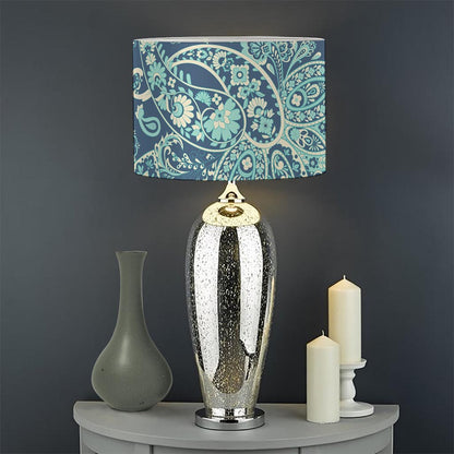 Blue Sky Paisley Bohemian Pattern Print Drum Lamp Shade