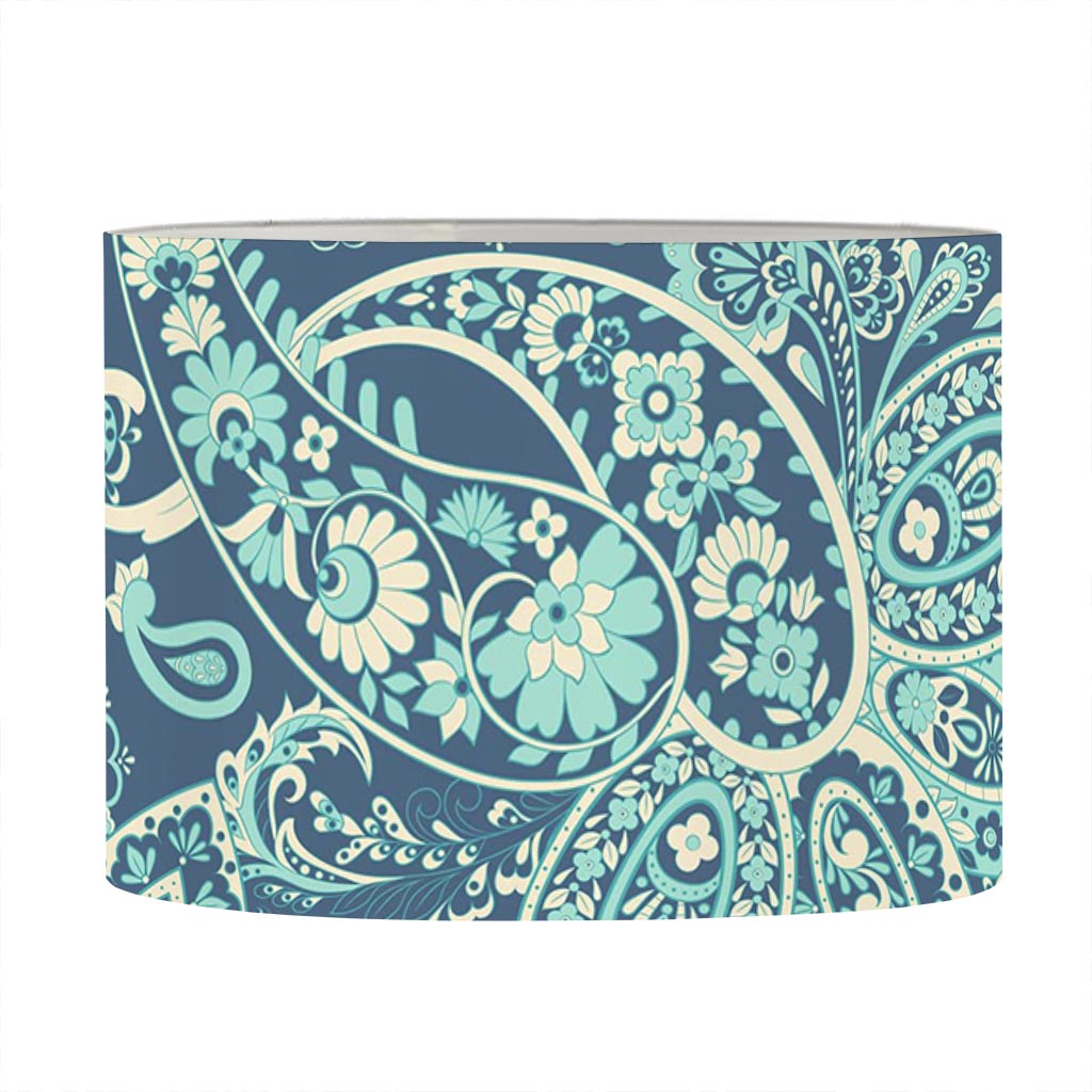 Blue Sky Paisley Bohemian Pattern Print Drum Lamp Shade