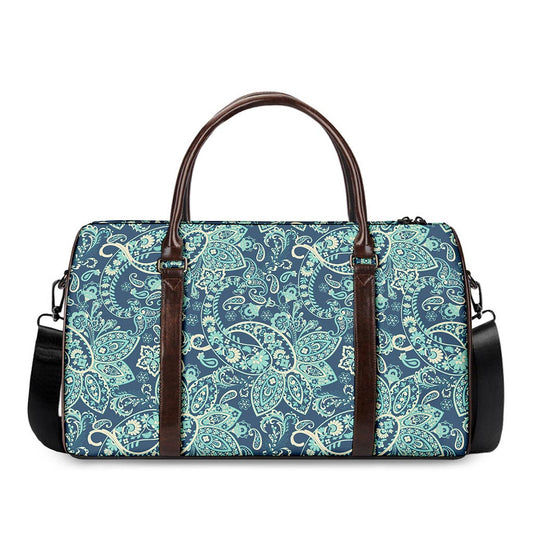 Blue Sky Paisley Bohemian Pattern Print Duffle Bag