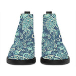 Blue Sky Paisley Bohemian Pattern Print Flat Ankle Boots