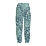 Blue Sky Paisley Bohemian Pattern Print Fleece Lined Knit Pants