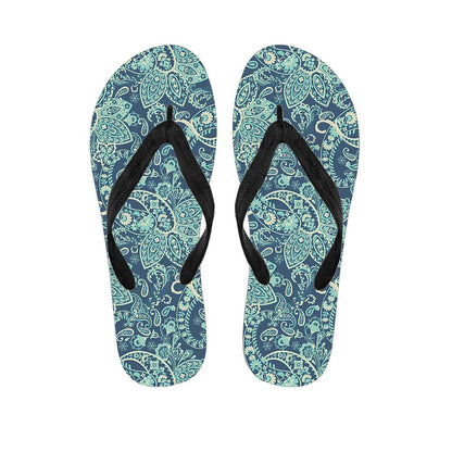 Blue Sky Paisley Bohemian Pattern Print Flip Flops