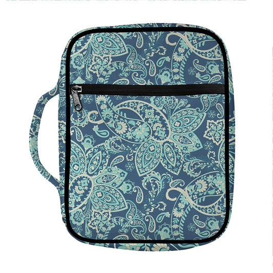 Blue Sky Paisley Bohemian Pattern Print Front Pocket Bible Bag