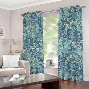 Blue Sky Paisley Bohemian Pattern Print Grommet Curtains