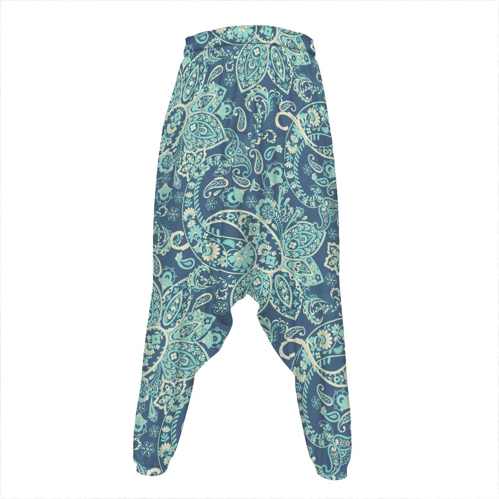 Blue Sky Paisley Bohemian Pattern Print Hammer Pants